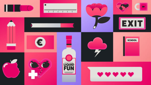 Sterk Huis - Animatie || Full Frame - Creative Content Partner, een collage met allerlei plaatjes over drugs en seks, lipsick, schrift, drank, geld, drugs